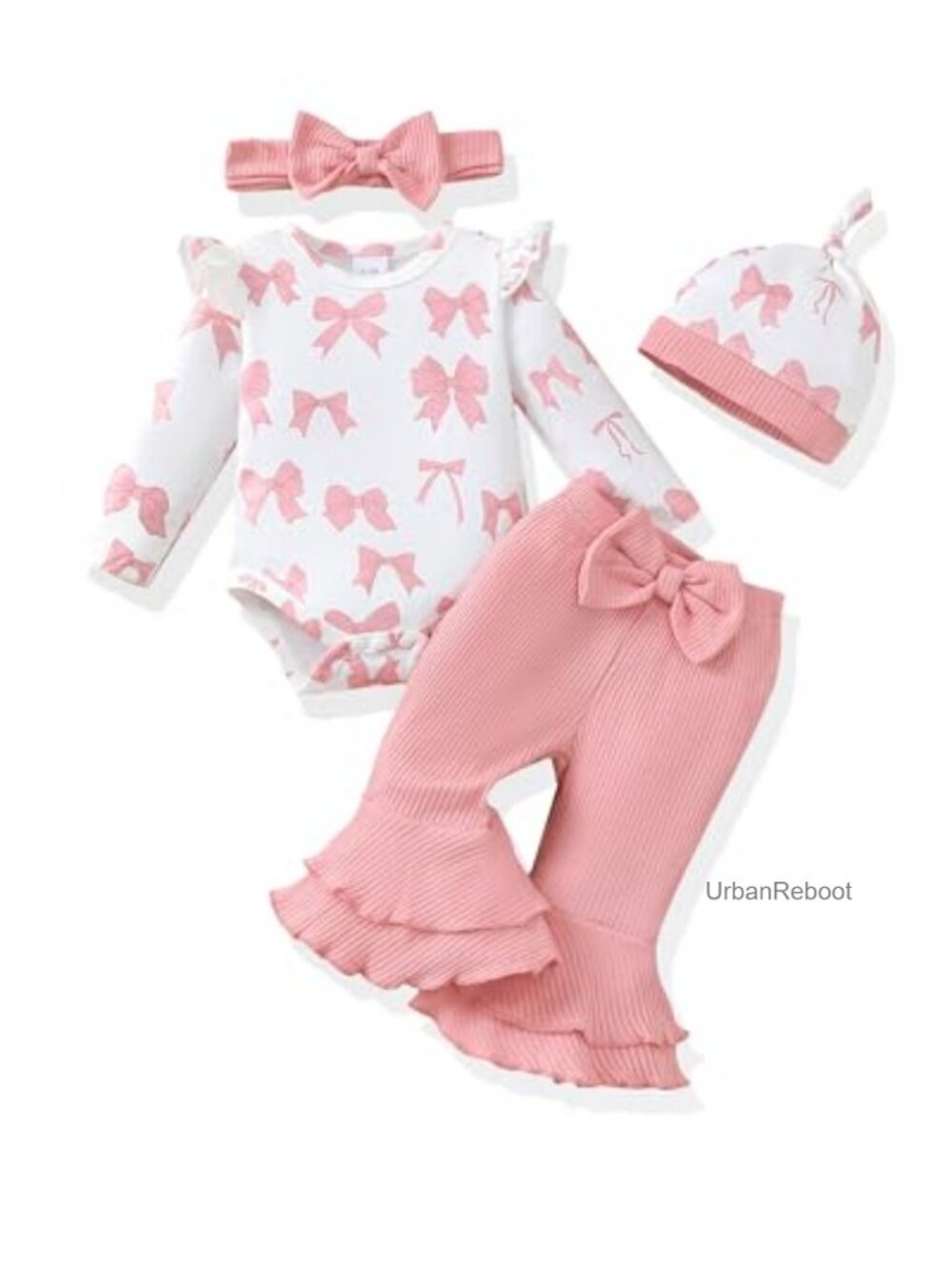 Baby Girl Floral Bell Bottom Pants Long Sleeve Ruffle Top Outfit Set